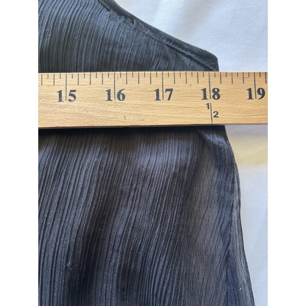 Vtg Cupio Top Tank LG Black Shark Bite Hem Chiffon Lace Panel Black Insert *READ - Picture 16 of 16
